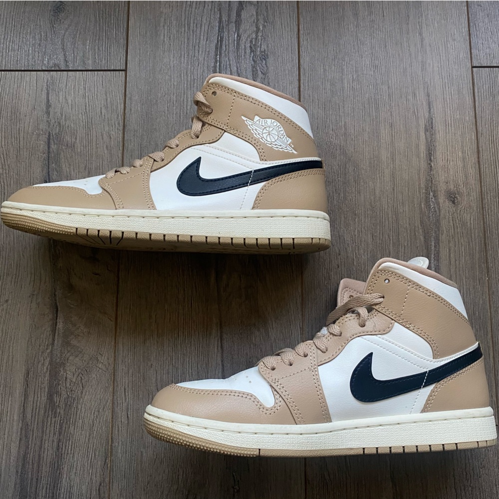 Nike Women’s Tan and White Mid Sneakers